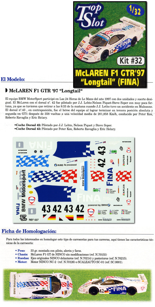 TopSlot McLaren GTR LT Fina 1997, kit